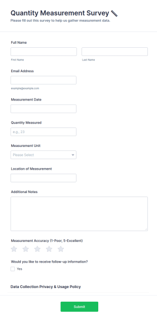 Quantity Measurement Survey 📏 Form Template