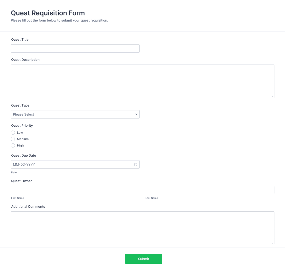 Quest Requisition Form Template | Jotform