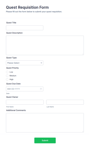 Quest Requisition Form Template