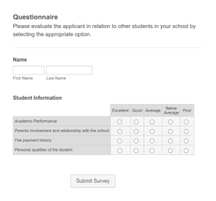 Questionaire Form Template