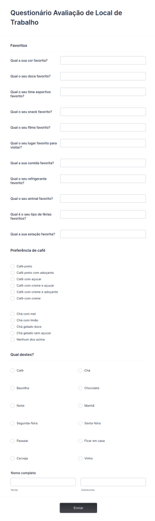Questionário Avaliação De Local De Trabalho