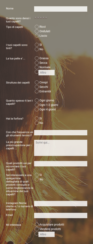 Questionario Cliente Del Parrucchiere