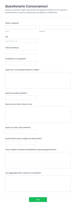 Questionario Conosciamoci