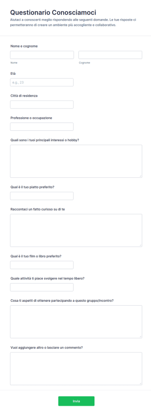 Questionario Conosciamoci