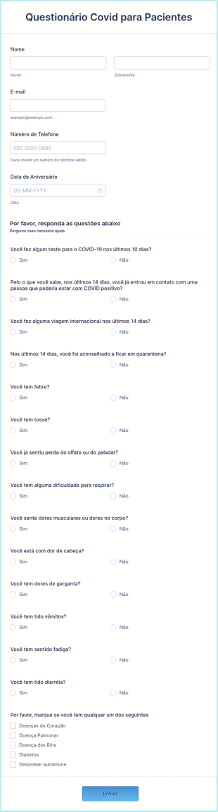 Questionário Covid Para Pacientes