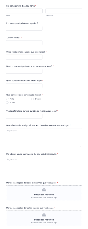 Questionário Criativo Identidade Visual Form Template