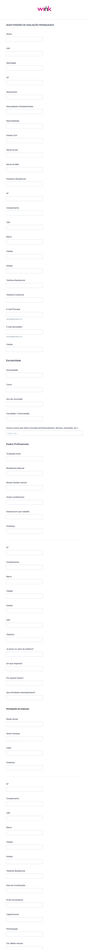 Questionário De Avaliação Franqueado