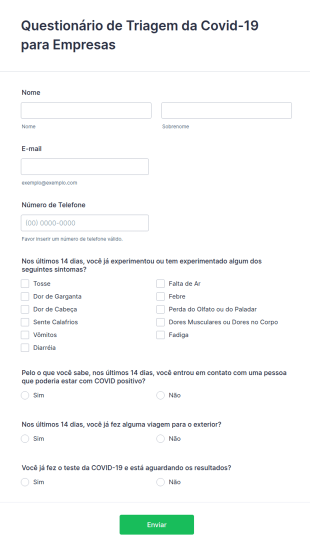 Questionário De Triagem Da Covid 19 Para Empresas