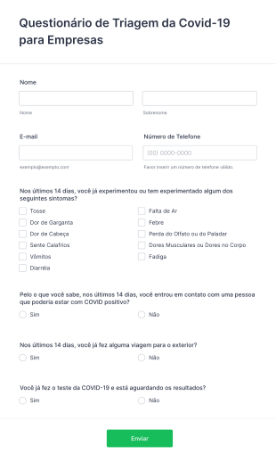 Questionário De Triagem Da Covid 19 Para Empresas Form Template