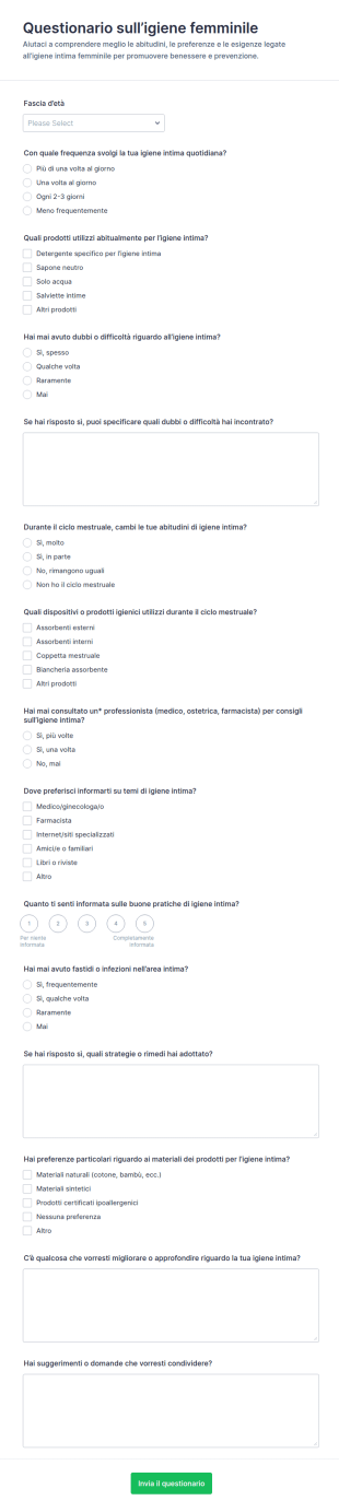 Questionario Di Benessere Femminile