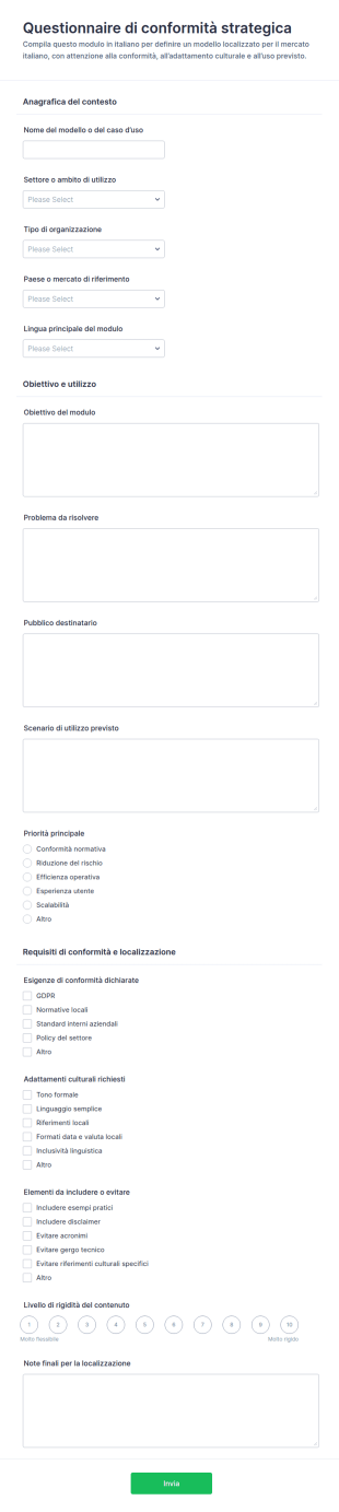 Questionario Di Conformità Strategica