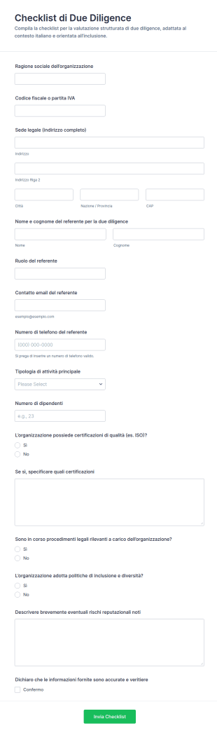 Questionario Di Due Diligenza