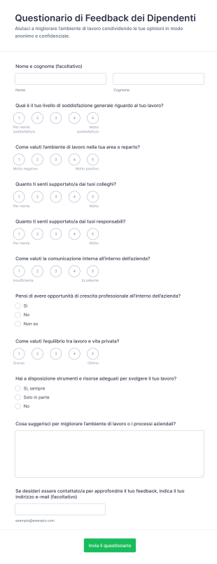 Questionario Di Feedback Dei Dipendenti