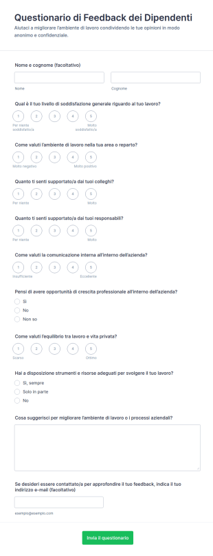Questionario Di Feedback Dei Dipendenti