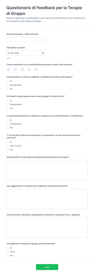 Questionario Di Feedback Per La Terapia Di Gruppo