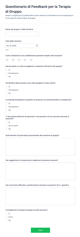 Questionario Di Feedback Per La Terapia Di Gruppo