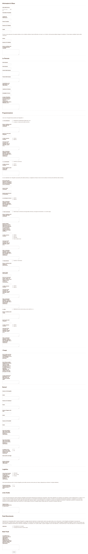 Questionario Di Pianificazione Matrimonio Form Template