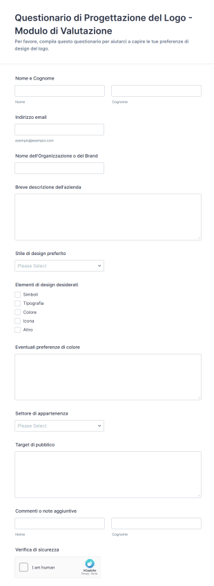 Questionario Di Progettazione Del Logo Modulo Di Valutazione