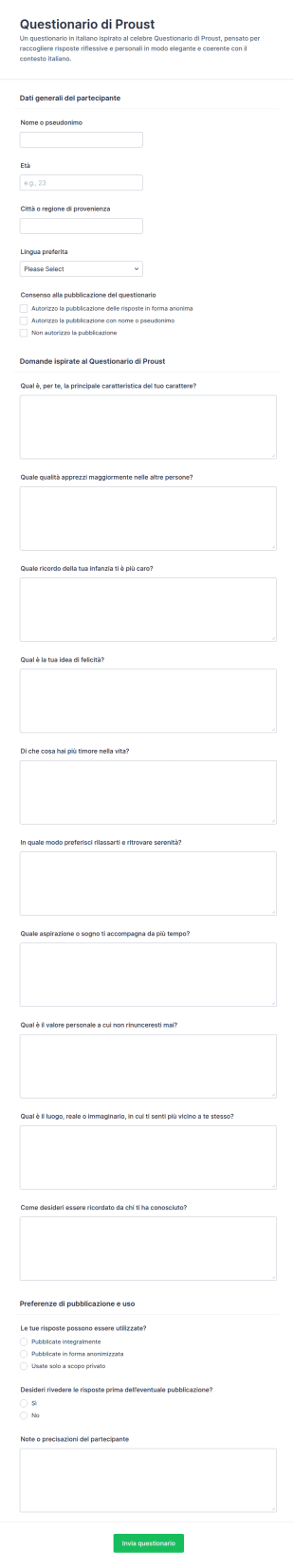 Questionario Di Proust Versione Italiana