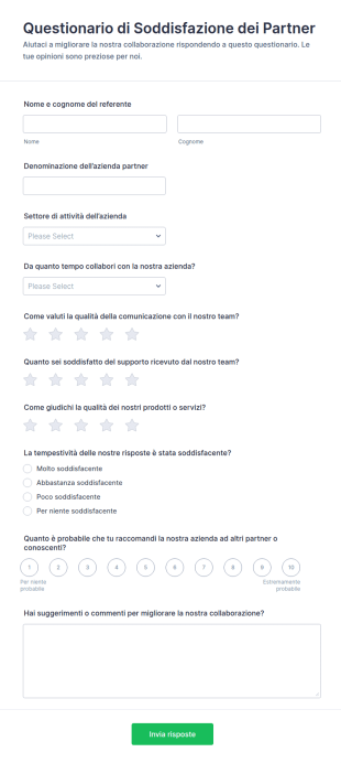 Questionario Di Soddisfazione Dei Partner