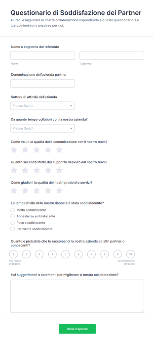 Questionario Di Soddisfazione Dei Partner