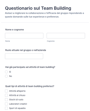 Questionario Di Team Building