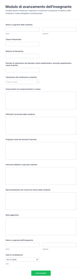 Questionario Di Valutazione Del Progresso Degli Insegnanti