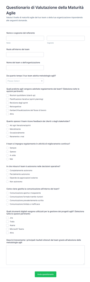 Questionario Di Valutazione Della Maturità Agile