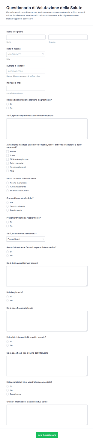 Questionario Di Valutazione Della Salute