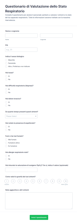 Modulo Di Valutazione Respiratoria