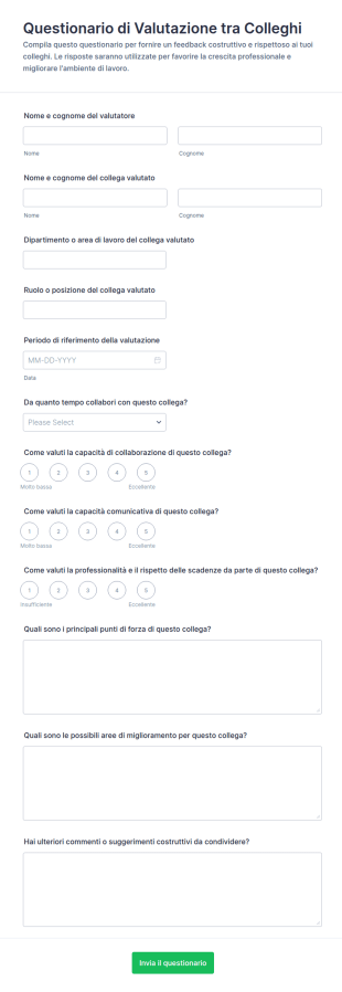 Questionario Di Valutazione Tra Colleghi