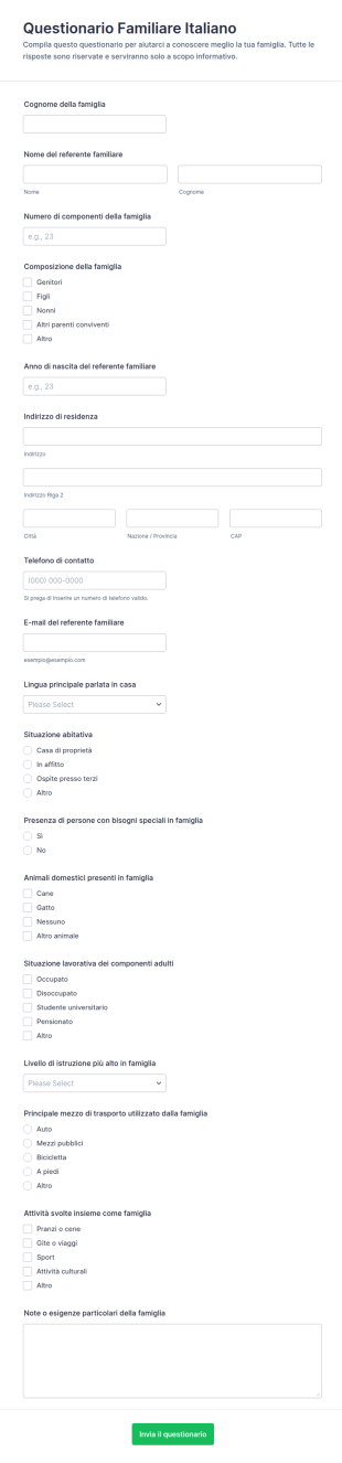 Questionario Familiare