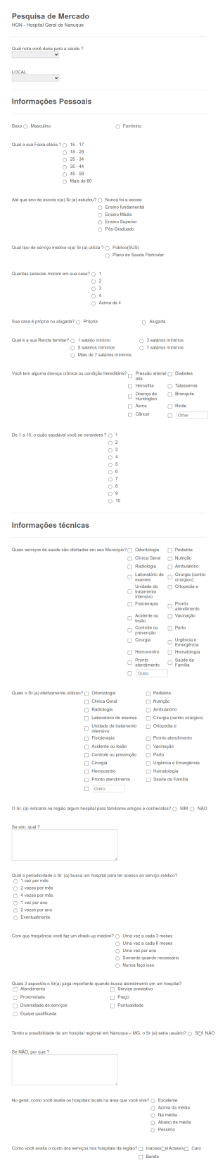 Questionário Hospitalar