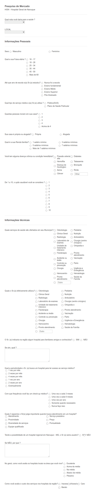 Questionário Hospitalar