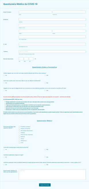 Questionário Médico Da COVID 19 Para Pré Agendamento Form Template