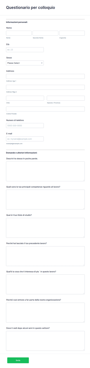 Questionario Online Per Colloquio
