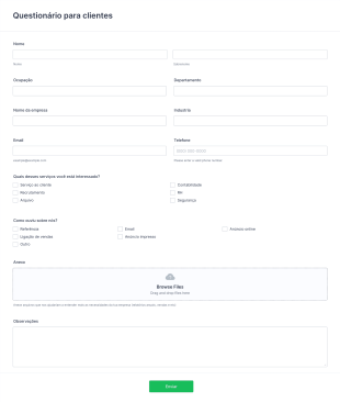 Questionário Para Clientes Form Template