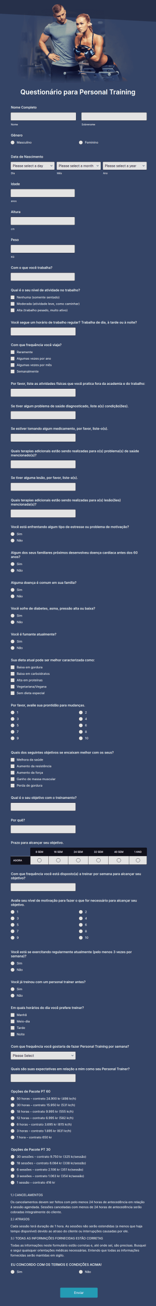 Questionário Para Personal Training