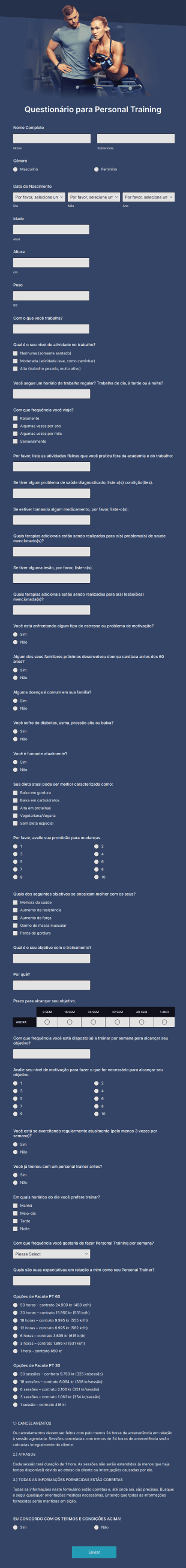 Questionário Para Personal Training