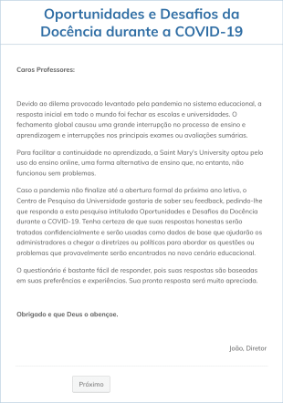 Questionário Para Professores Sobre Desafios Da Docência Durante A COVID 19 Form Template