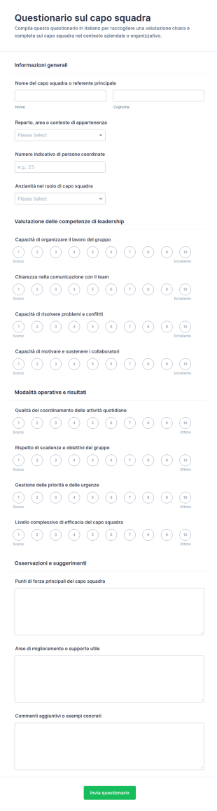 Questionario Per Il Coordinamento Di Team