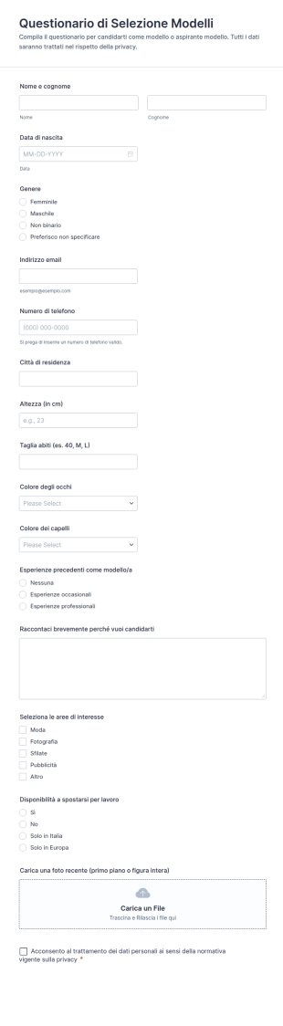 Questionario Per La Candidatura