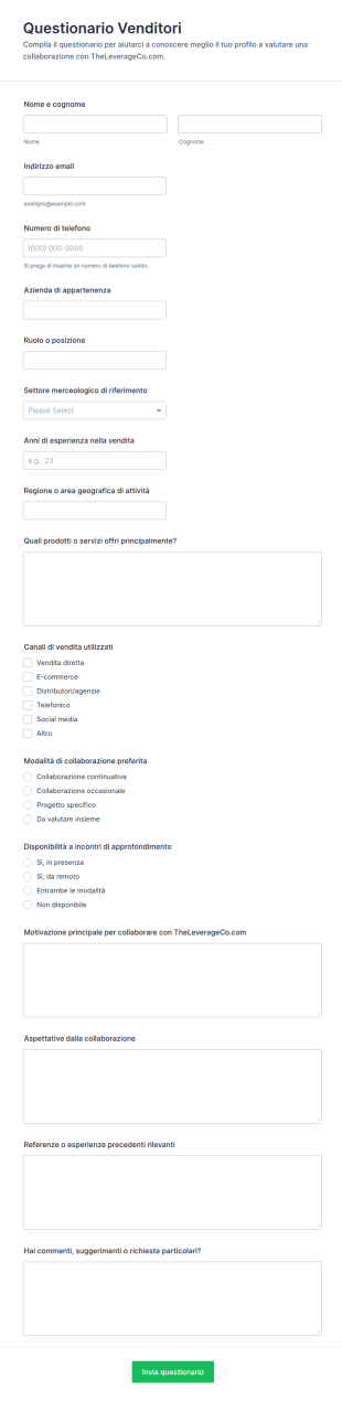 Questionario Per Venditori