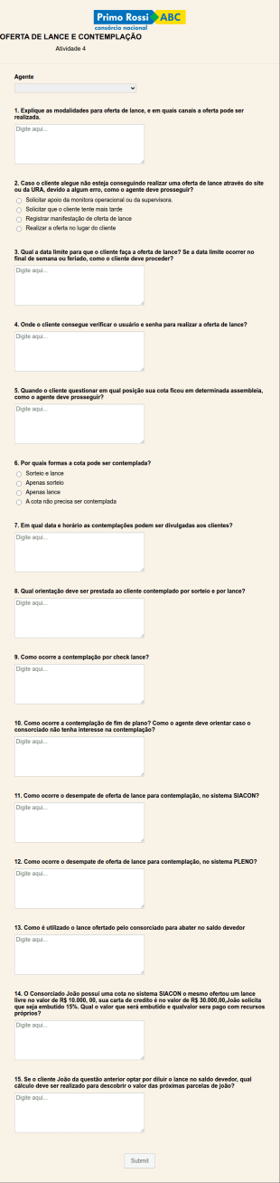 Questionário Perguntas Abertas
