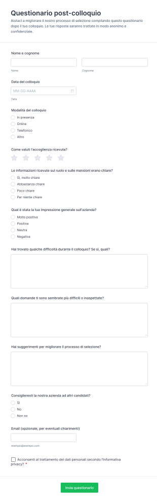 Questionario Post Colloquio