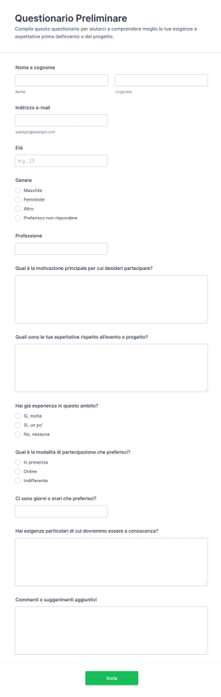 Questionario Preliminare