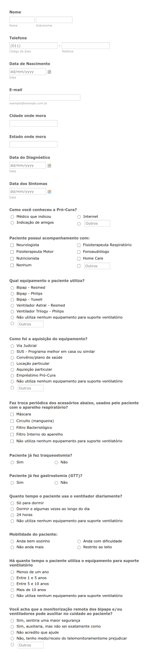 Questionário Pró Cura E Resmed Form Template