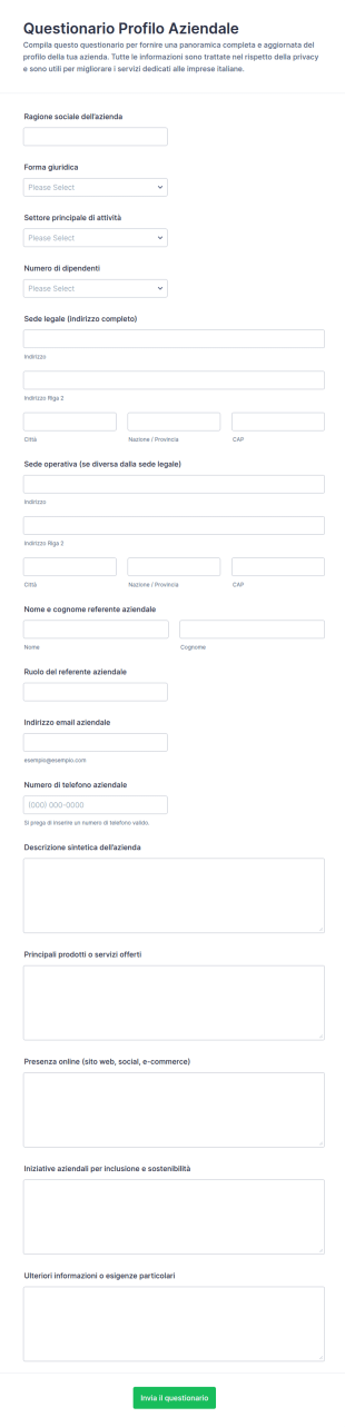 Questionario Profilo Aziendale