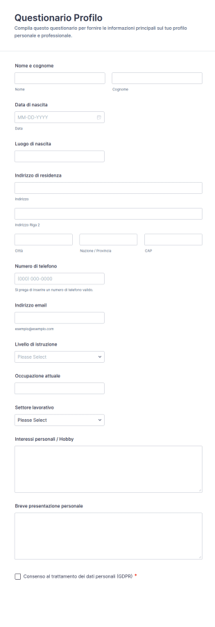 Questionario Profilo Form