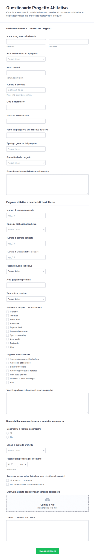 Questionario Progetto Abitativo